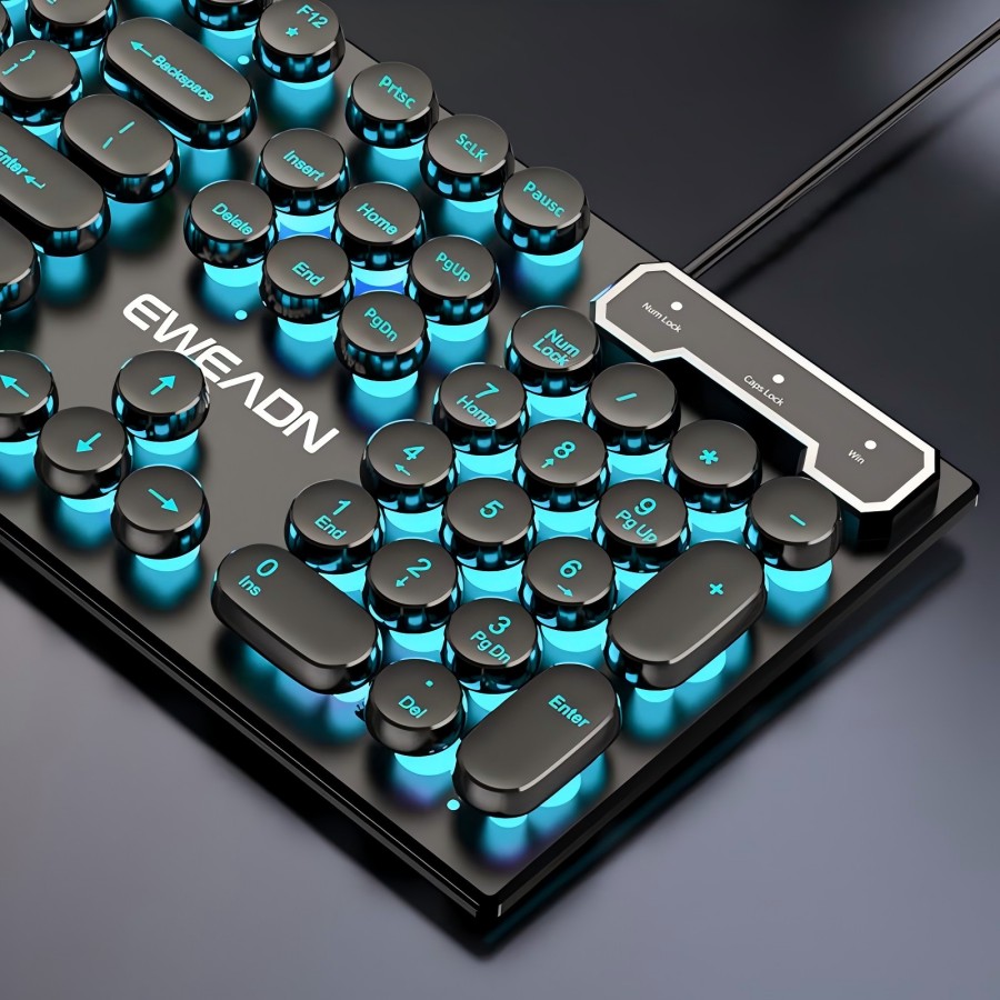 Gaming Keyboard Typewriter - EWEADN Daktilo Oyun Klavyesi, 104 Tuş,