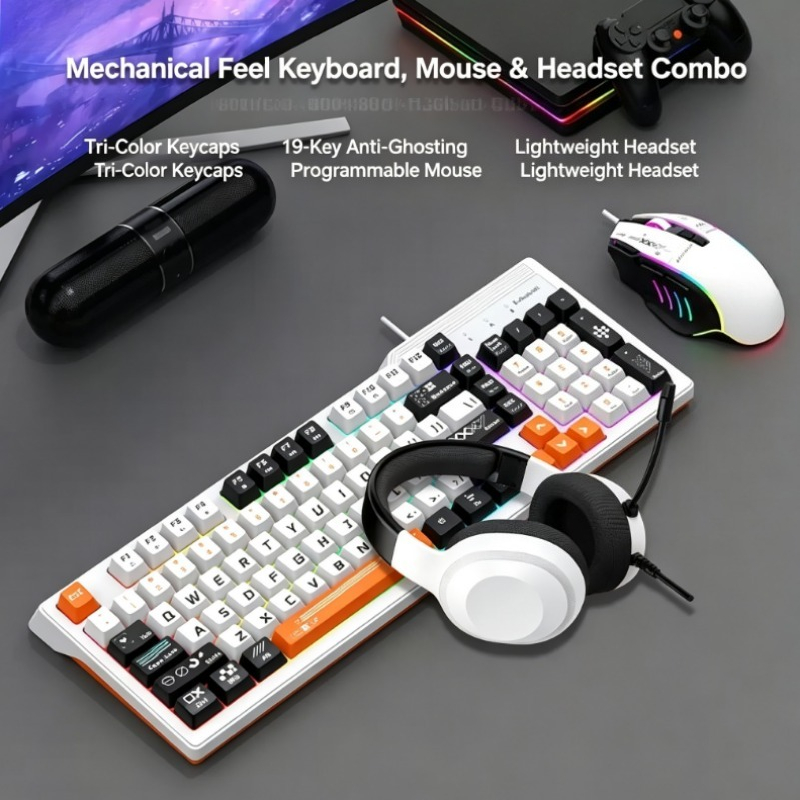 Gaming Keyboard Mouse And Headset Combo - K8pro 3'ü 1 Arada Oyun Kombosu