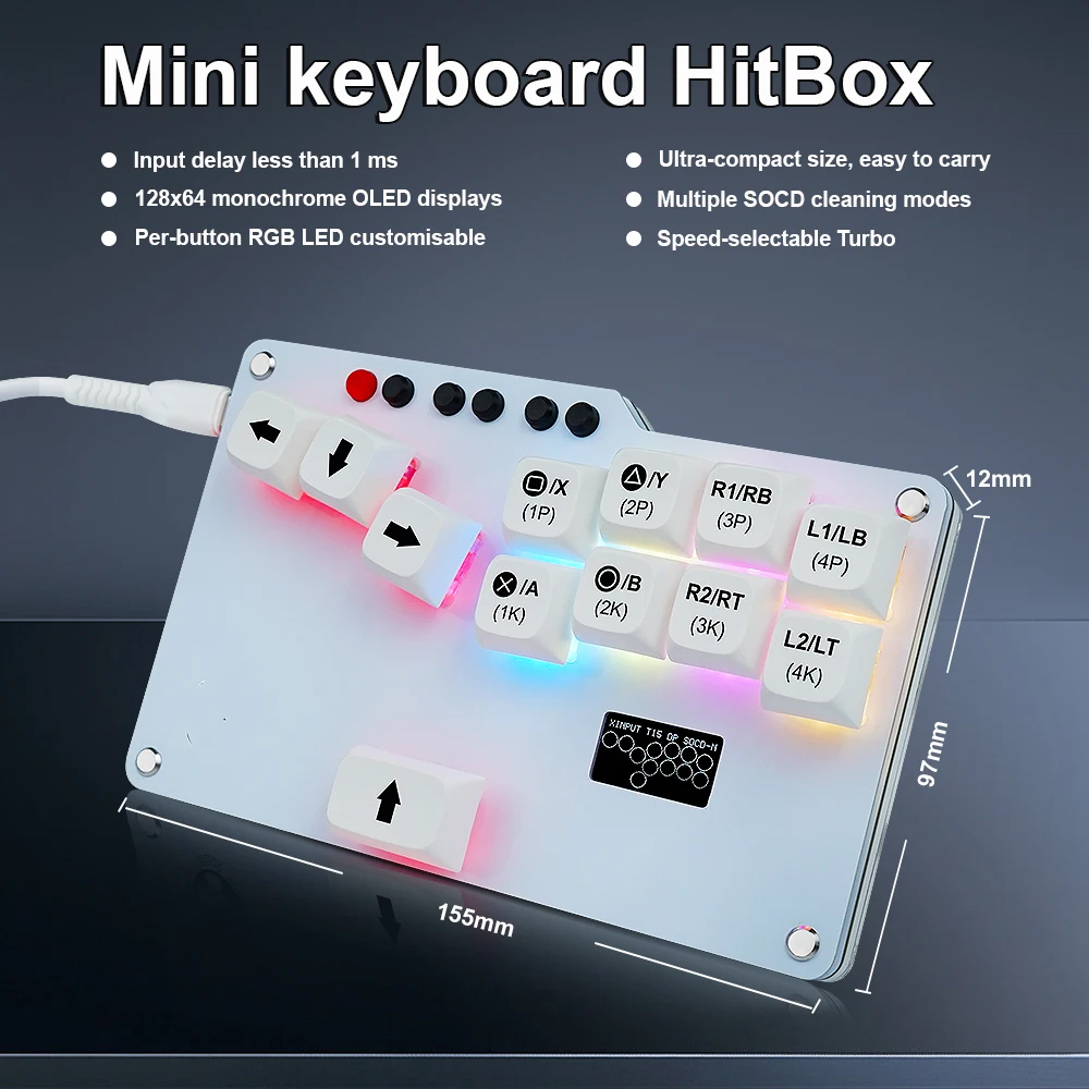 Gaming Keyboard No Rgb - Hitbox Mini GP2040 CE Fightstick Cep