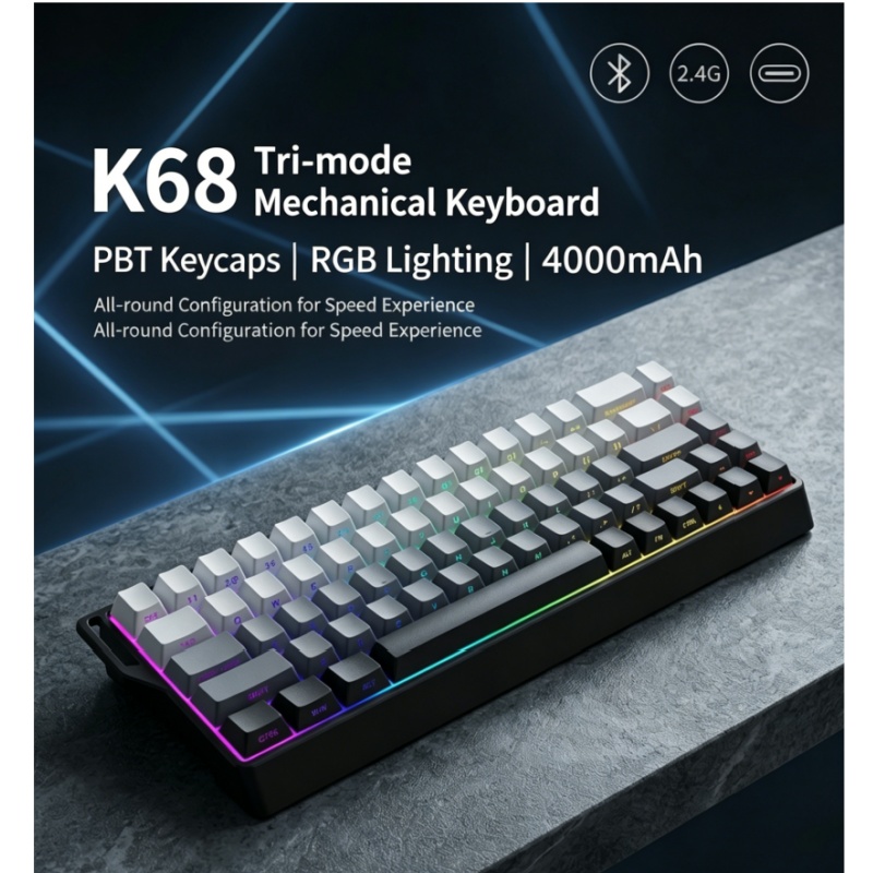 K68 RGB Arka Işık Üç Boyutlu T - Gaming Keyboard Blue Switches incelemesi ve fiyatı