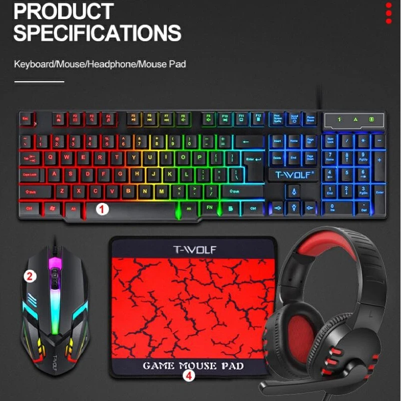 İspanyolca Rusça Klavye Düzeni - Gaming Keyboard Mouse And Headset Combo incelemesi ve fiyatı