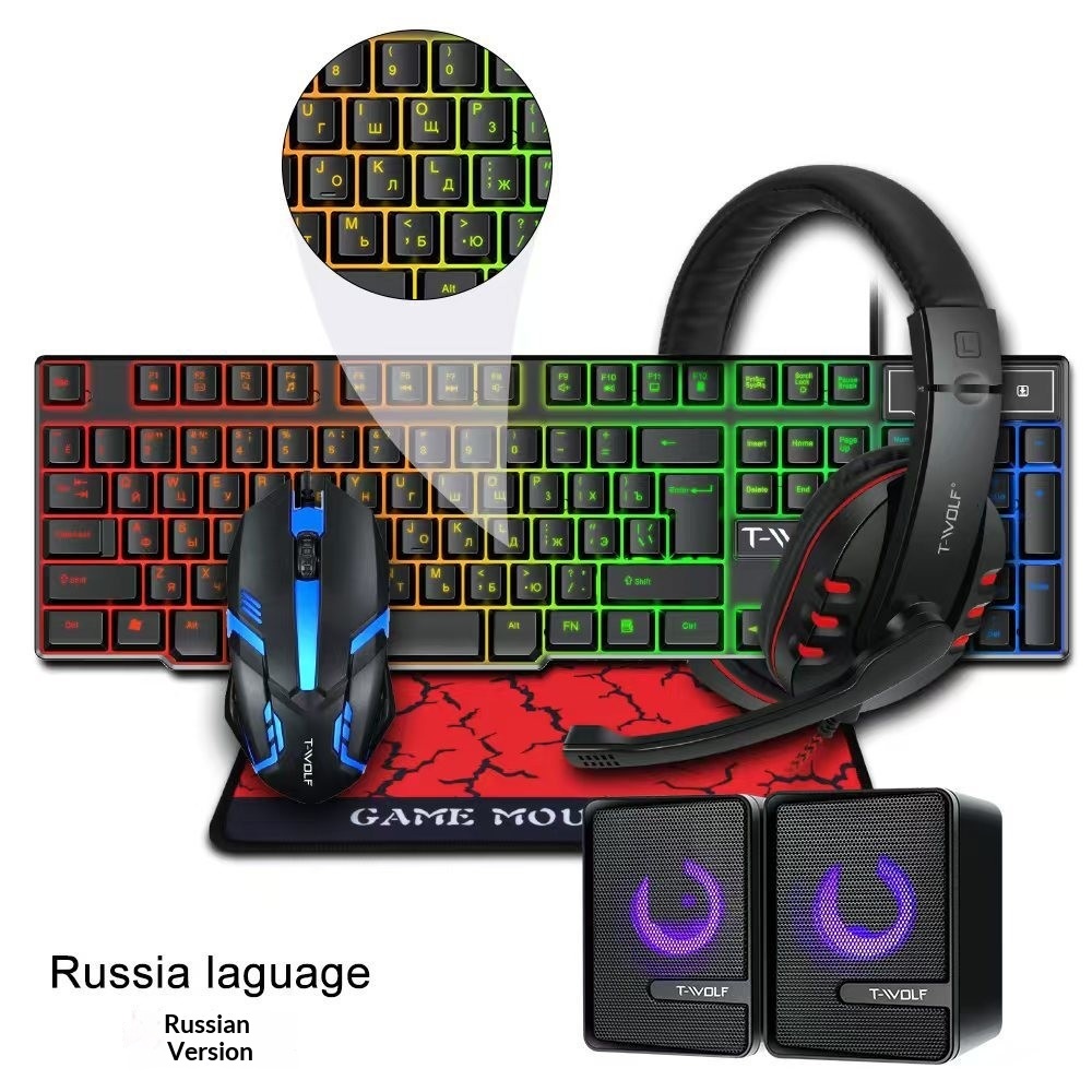 İspanyolca Rusça Klavye Düzeni - Gaming Keyboard Mouse And Headset Combo incelemesi ve fiyatı