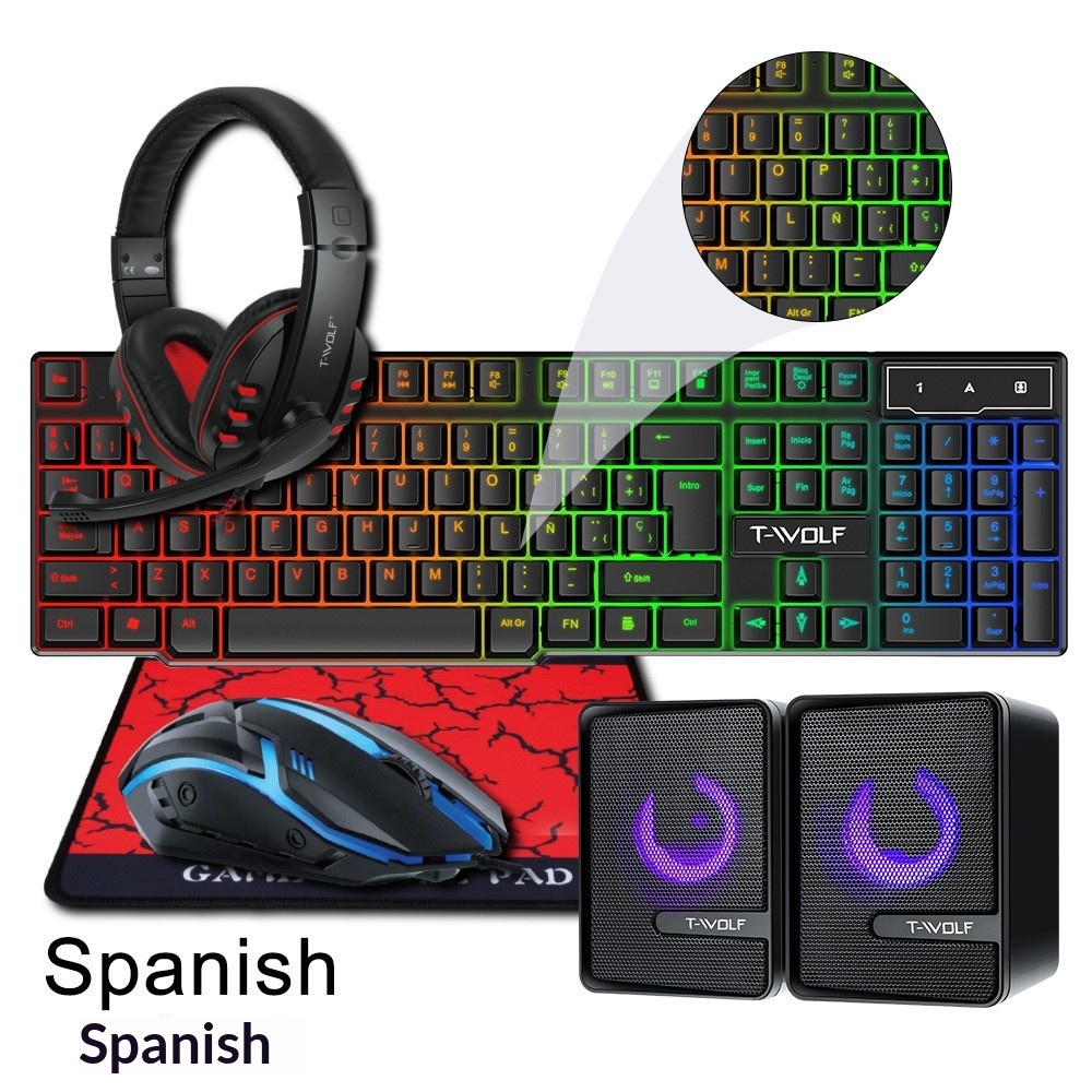 İspanyolca Rusça Klavye Düzeni - Gaming Keyboard Mouse And Headset Combo incelemesi ve fiyatı
