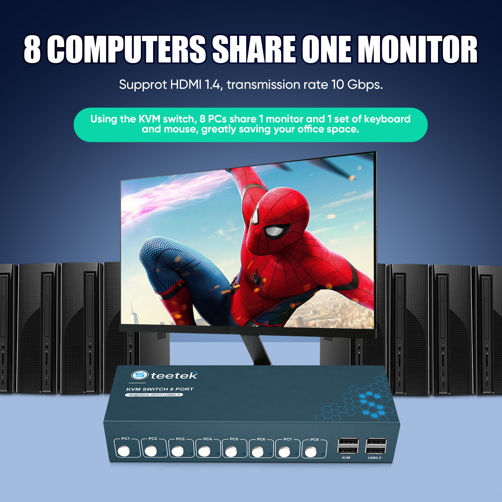 8 Portlu HDMI KVM Switch 4K 3D - Gaming Keyboard And Mouse For Xbox incelemesi ve fiyatı